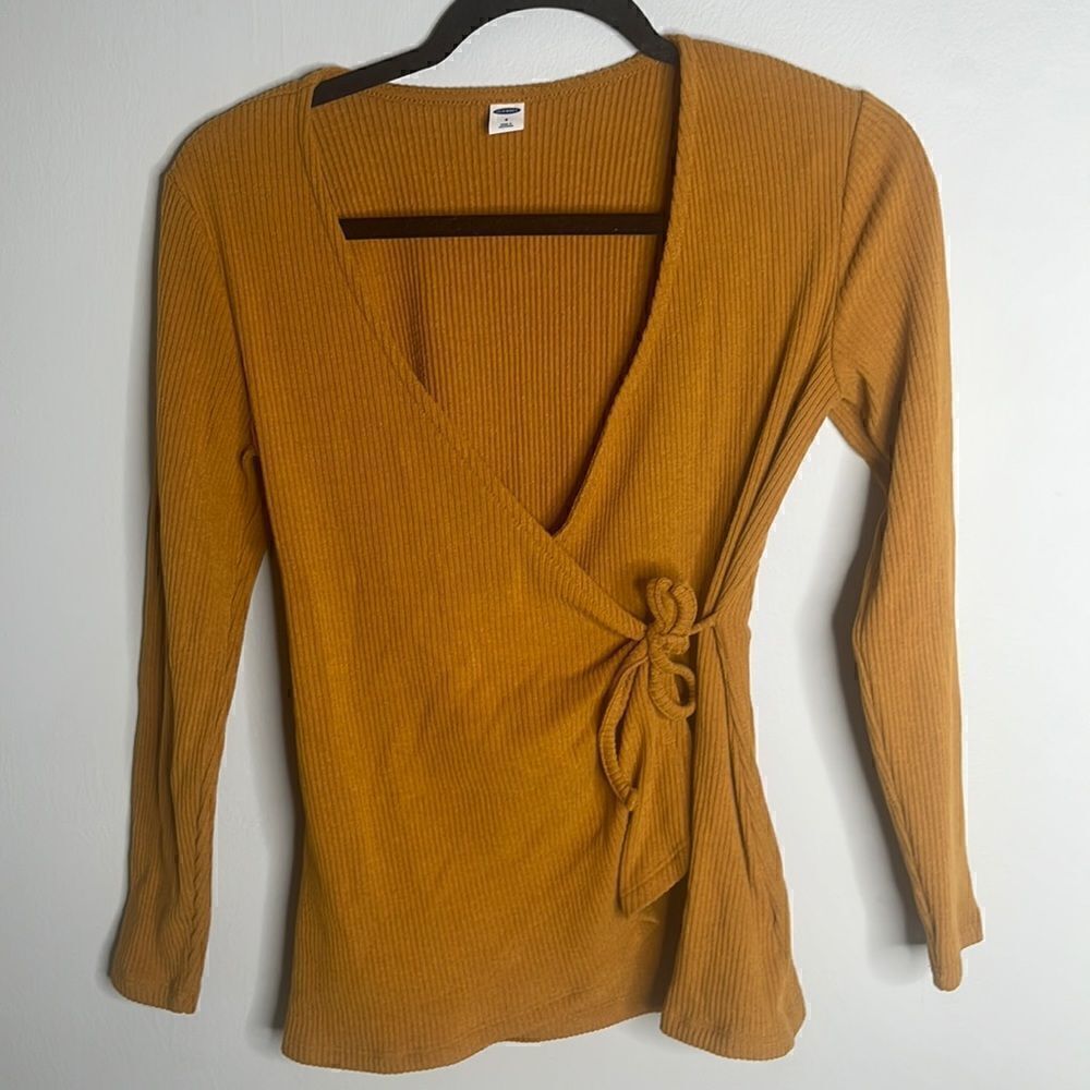Women’s Old Navy Small Mustard Blouse Wrap Top